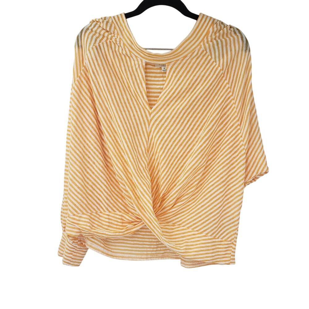 Umgee Yellow and White Striped Blouse